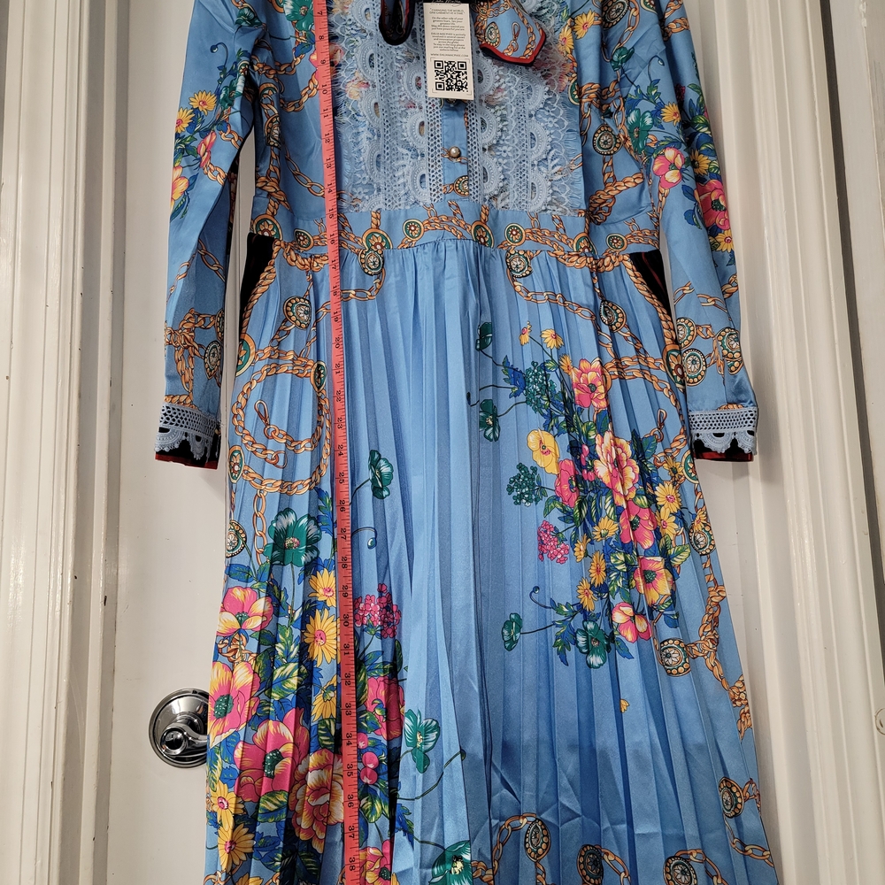 Dalia Macphee Floral Long Sleeve Dress - Blue - Picture 7 of 16